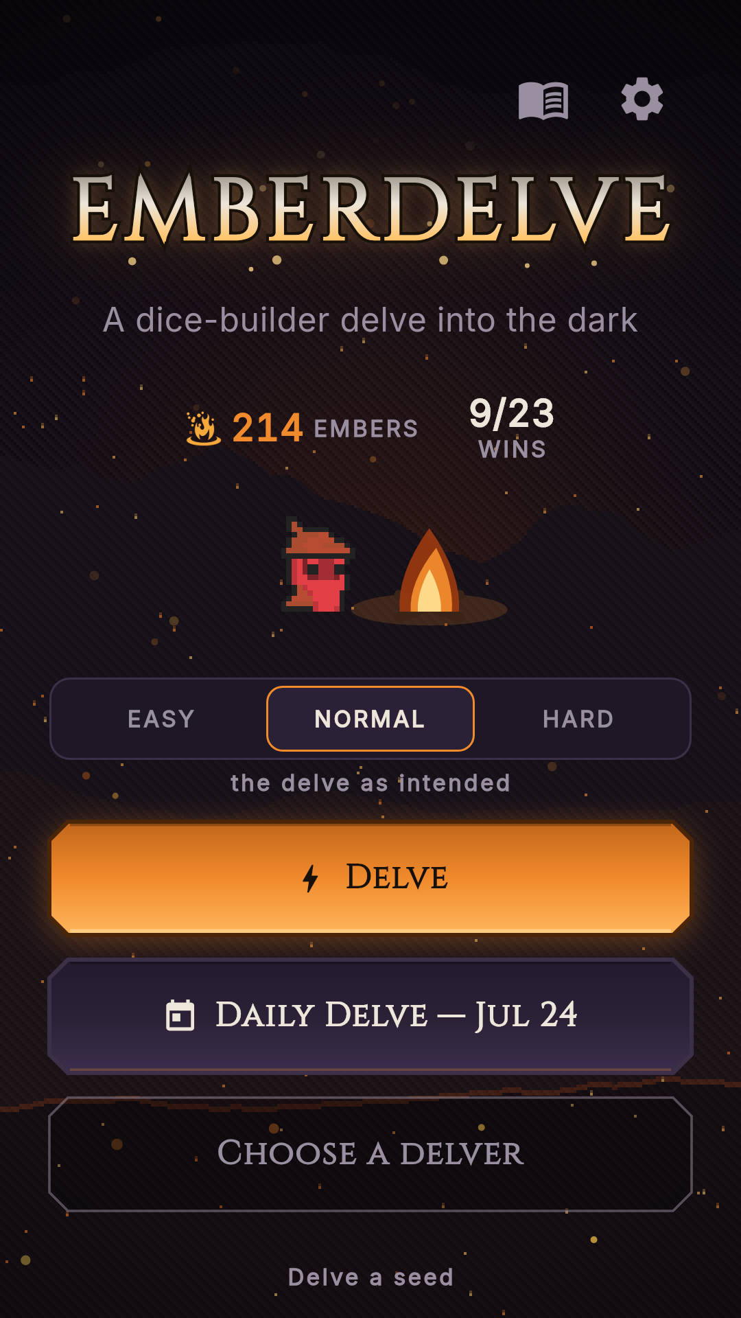 Emberdelve title screen